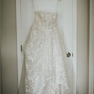 White by Vera Wang Retired Blush Lace Strapless wedding dress size 10